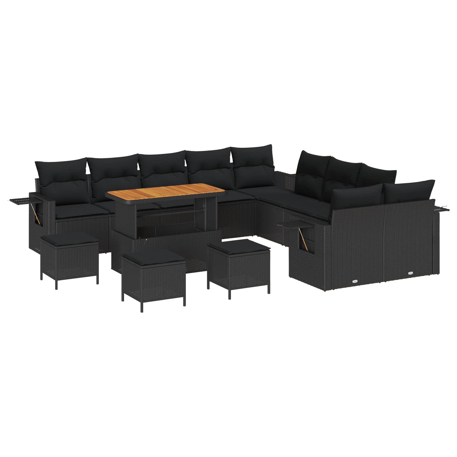 Tuinbankenset 14 pcs Zwart poly rattan is nu te koop bij PeponiXL, paradijselijk wonen!