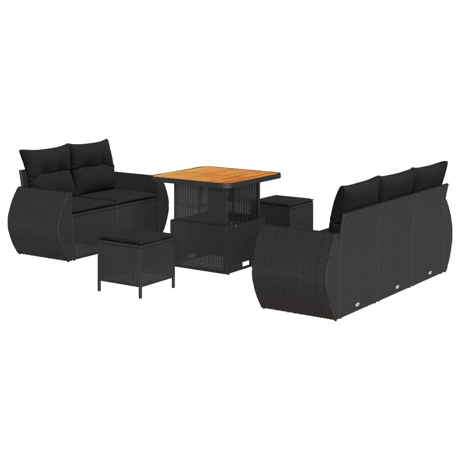 Tuinbankenset 8 pcs Zwart poly rattan is nu te koop bij PeponiXL, paradijselijk wonen!