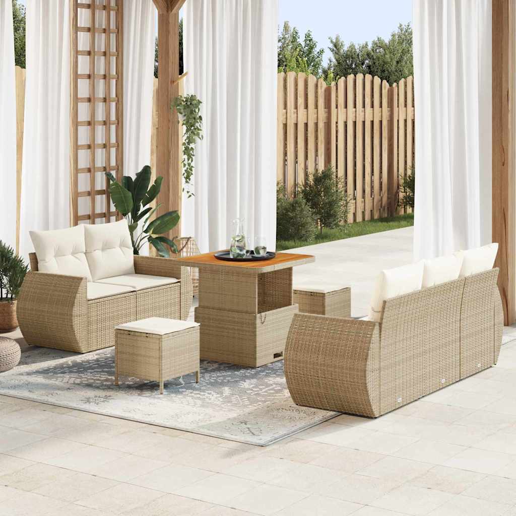 Tuinbankenset 8 pcs Beige poly rattan is nu te koop bij PeponiXL, paradijselijk wonen!