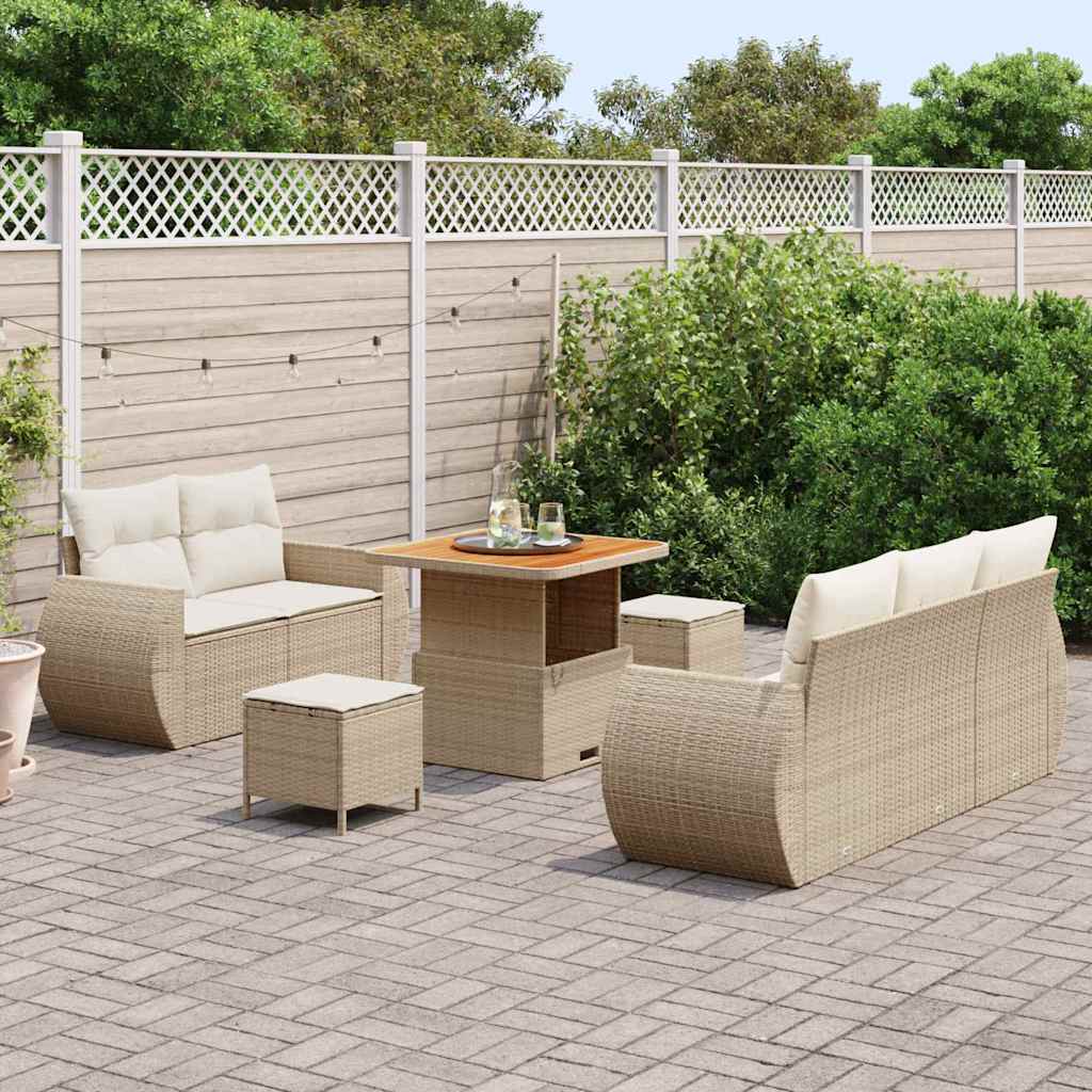Tuinbankenset 8 pcs Beige poly rattan is nu te koop bij PeponiXL, paradijselijk wonen!