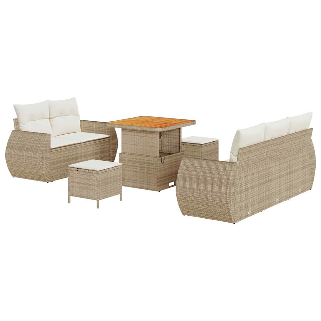Tuinbankenset 8 pcs Beige poly rattan is nu te koop bij PeponiXL, paradijselijk wonen!