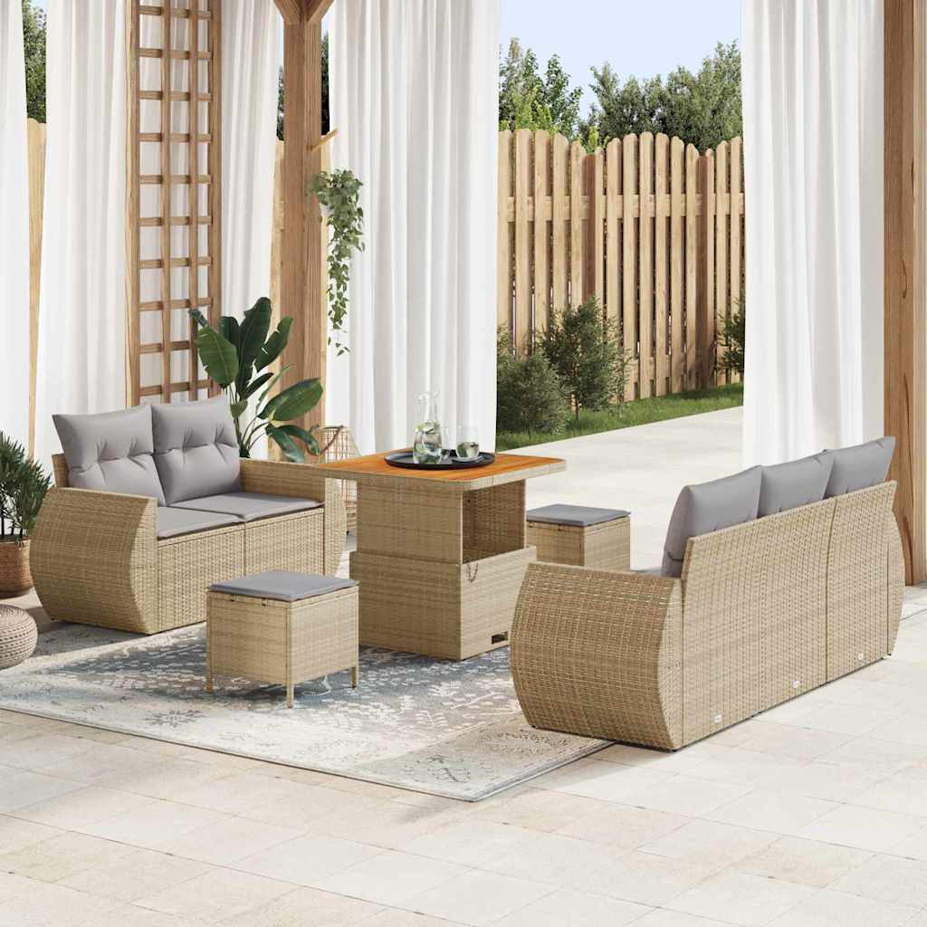 Tuinbankenset 8 pcs Beige poly rattan is nu te koop bij PeponiXL, paradijselijk wonen!