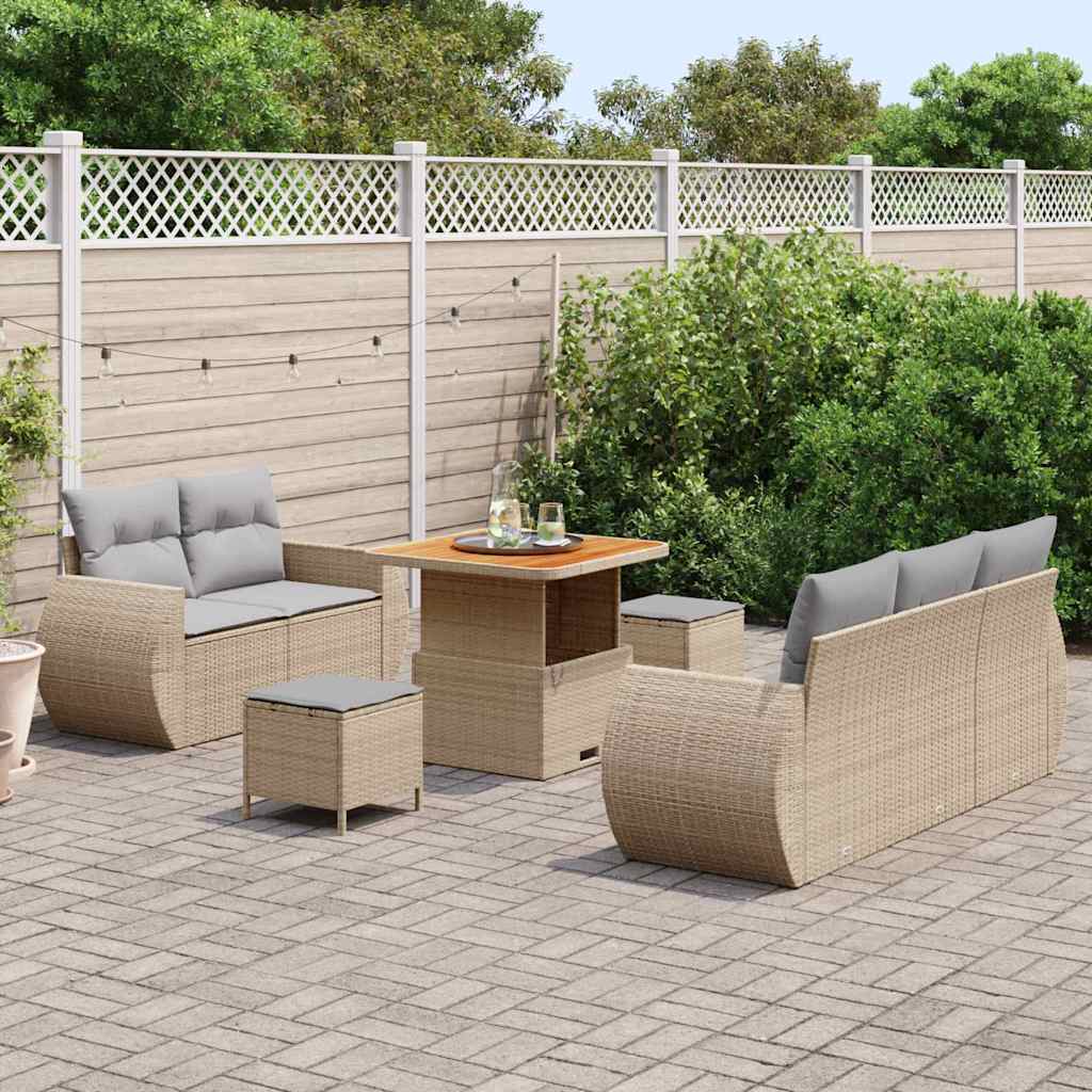 Tuinbankenset 8 pcs Beige poly rattan is nu te koop bij PeponiXL, paradijselijk wonen!
