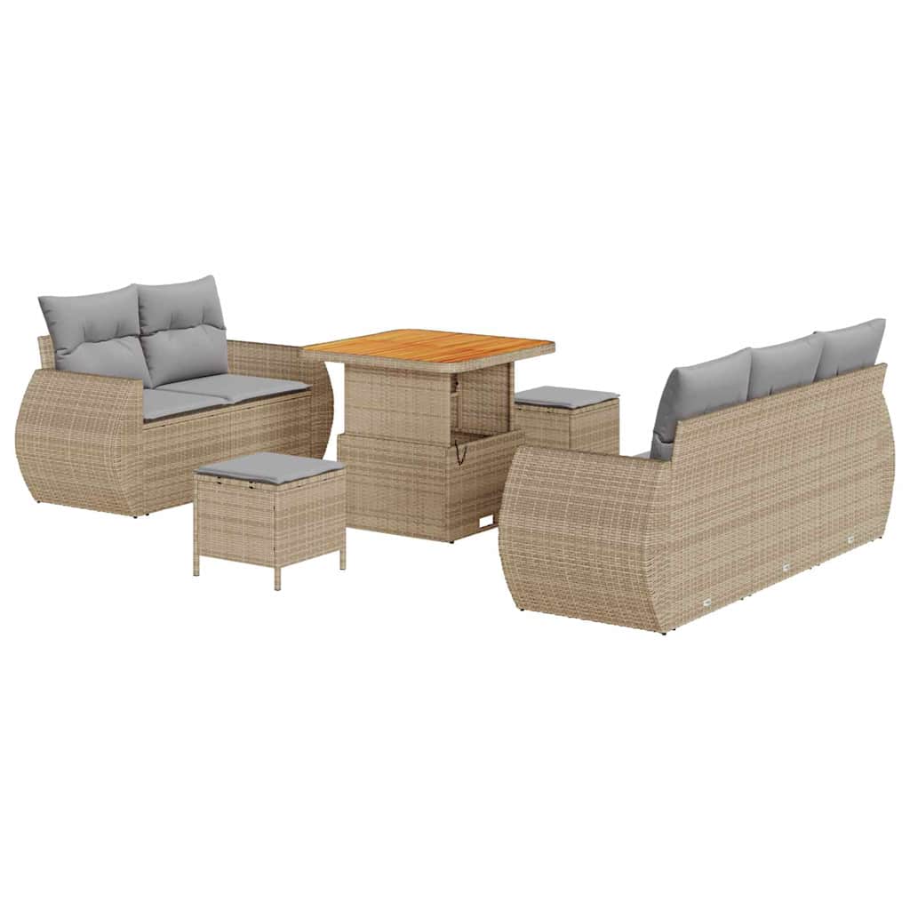 Tuinbankenset 8 pcs Beige poly rattan is nu te koop bij PeponiXL, paradijselijk wonen!