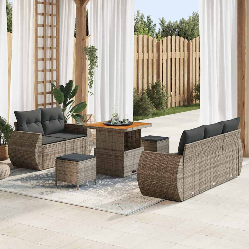 Tuinbankenset 8 pcs Grijs poly rattan is nu te koop bij PeponiXL, paradijselijk wonen!