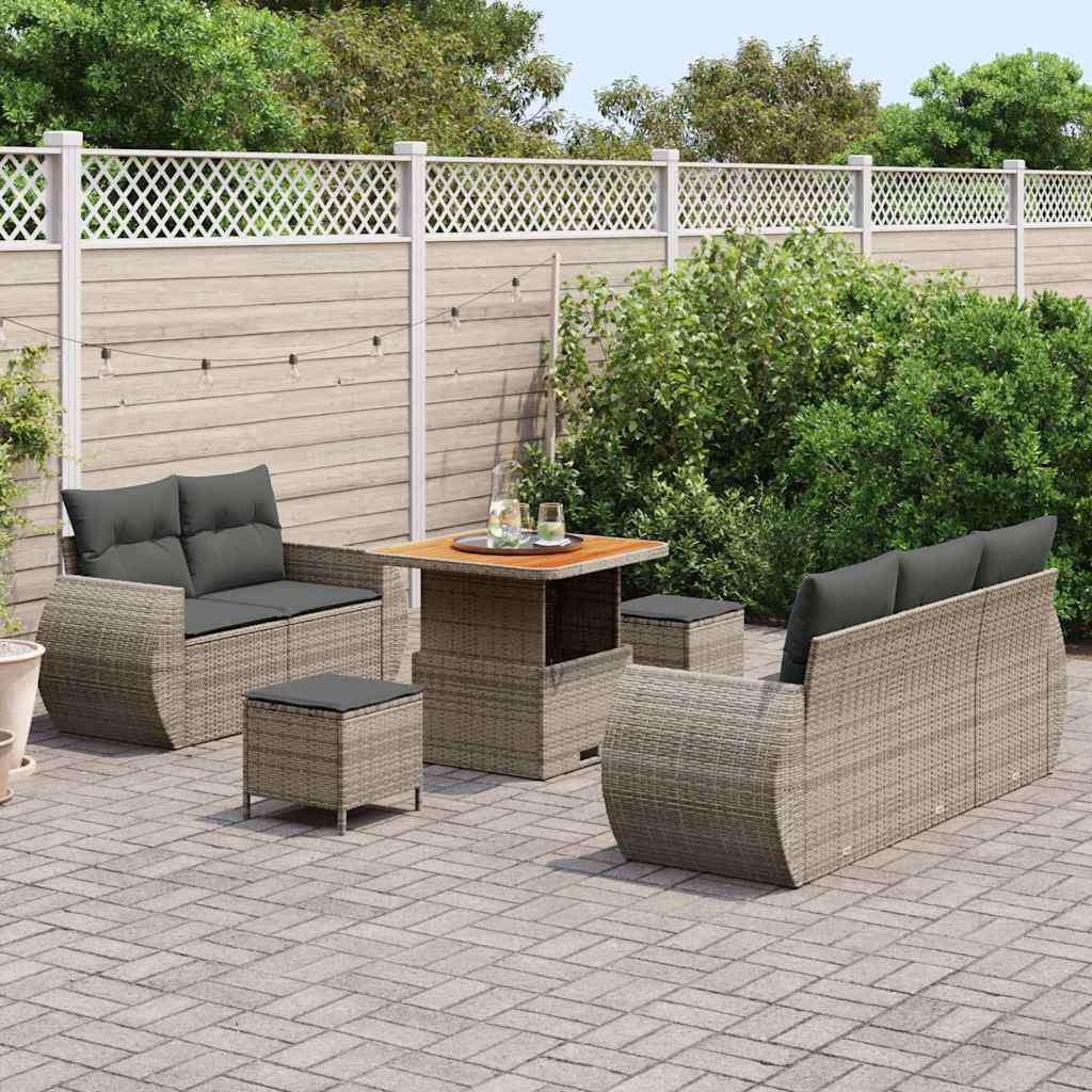 Tuinbankenset 8 pcs Grijs poly rattan is nu te koop bij PeponiXL, paradijselijk wonen!