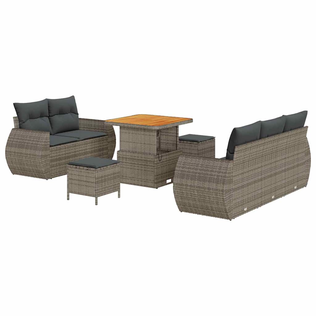 Tuinbankenset 8 pcs Grijs poly rattan is nu te koop bij PeponiXL, paradijselijk wonen!