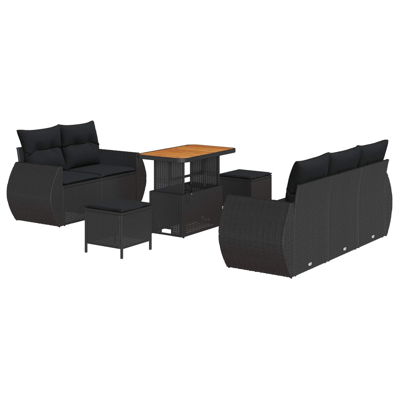 Tuinbankenset 8 pcs Zwart poly rattan is nu te koop bij PeponiXL, paradijselijk wonen!