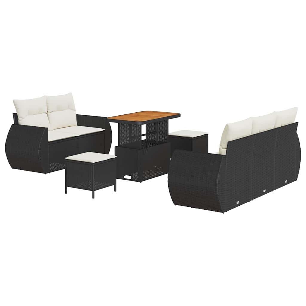 Tuinbankenset 8 pcs Zwart poly rattan is nu te koop bij PeponiXL, paradijselijk wonen!