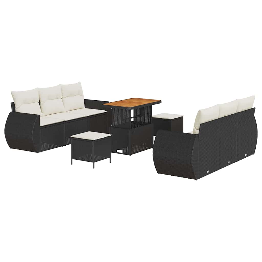 Tuin Sofa Set met kussen met opslag 9 pcs Zwart poly rattan is nu te koop bij PeponiXL, paradijselijk wonen!