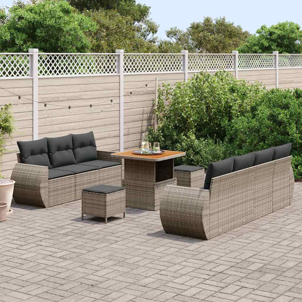 Tuin Sofa Set met kussen met opslag 10 pcs Grijs poly rattan is nu te koop bij PeponiXL, paradijselijk wonen!