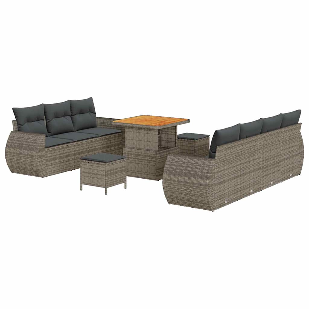 Tuin Sofa Set met kussen met opslag 10 pcs Grijs poly rattan is nu te koop bij PeponiXL, paradijselijk wonen!