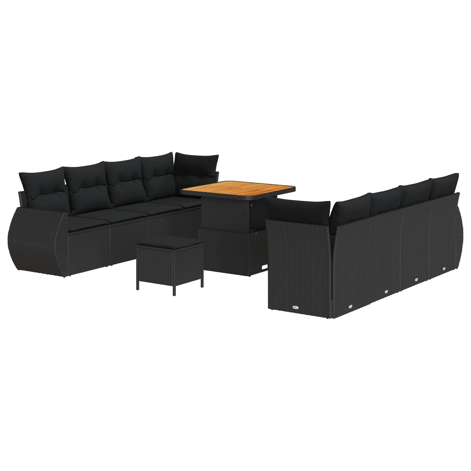 Tuin Sofa Set met kussen met opslag 11 pcs Zwart poly rattan is nu te koop bij PeponiXL, paradijselijk wonen!