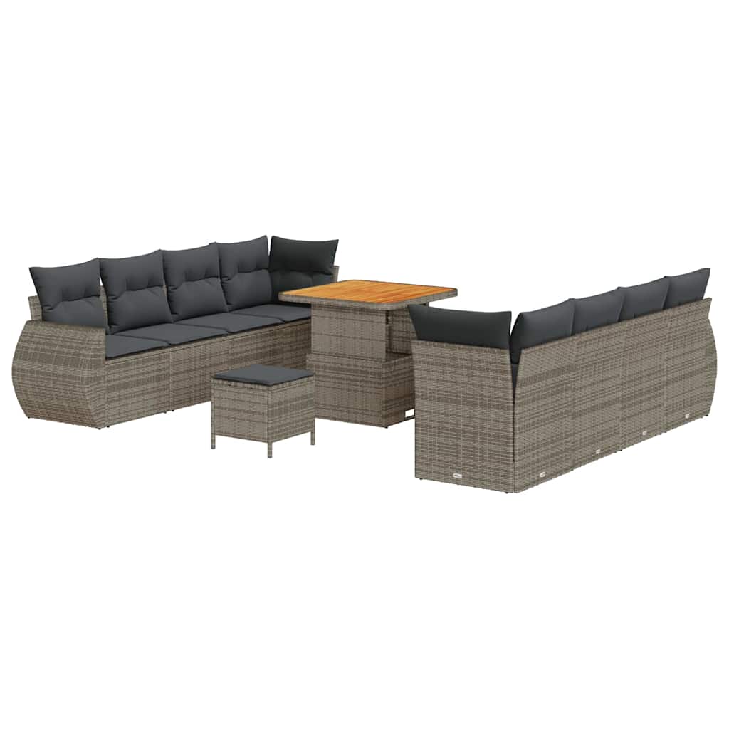 Tuin Sofa Set met kussen met opslag 11 pcs Grijs poly rattan is nu te koop bij PeponiXL, paradijselijk wonen!