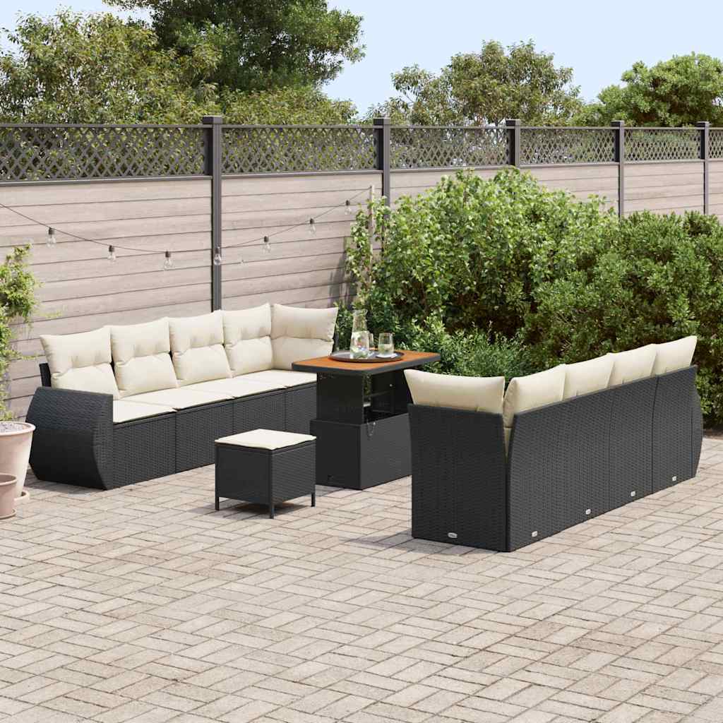 Tuin Sofa Set met kussen met opslag 11 pcs Zwart poly rattan is nu te koop bij PeponiXL, paradijselijk wonen!