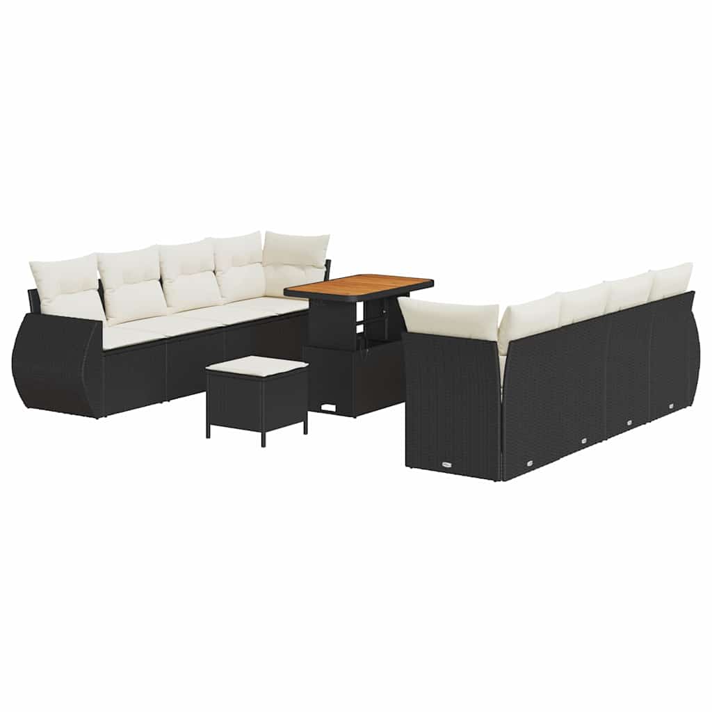 Tuin Sofa Set met kussen met opslag 11 pcs Zwart poly rattan is nu te koop bij PeponiXL, paradijselijk wonen!