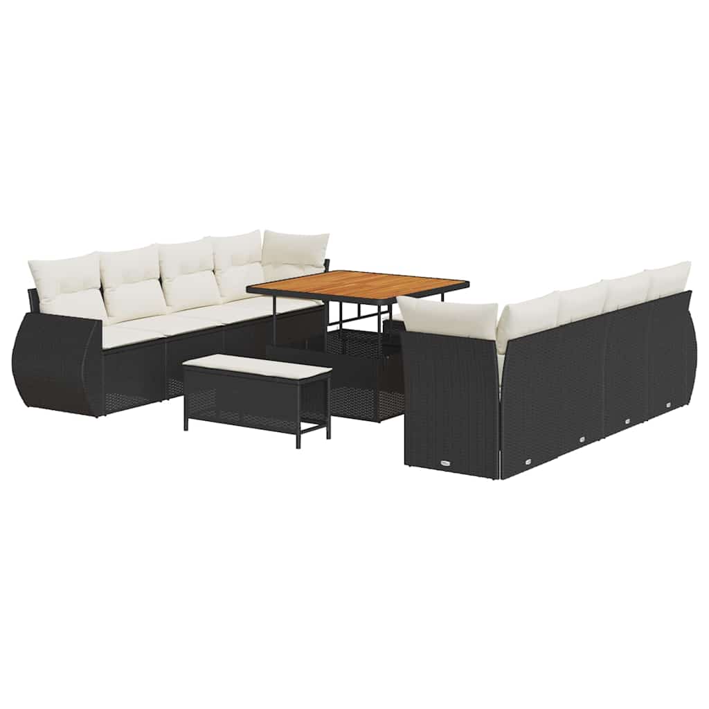 Tuin Sofa Set met kussen met opslag 11 pcs Zwart poly rattan is nu te koop bij PeponiXL, paradijselijk wonen!