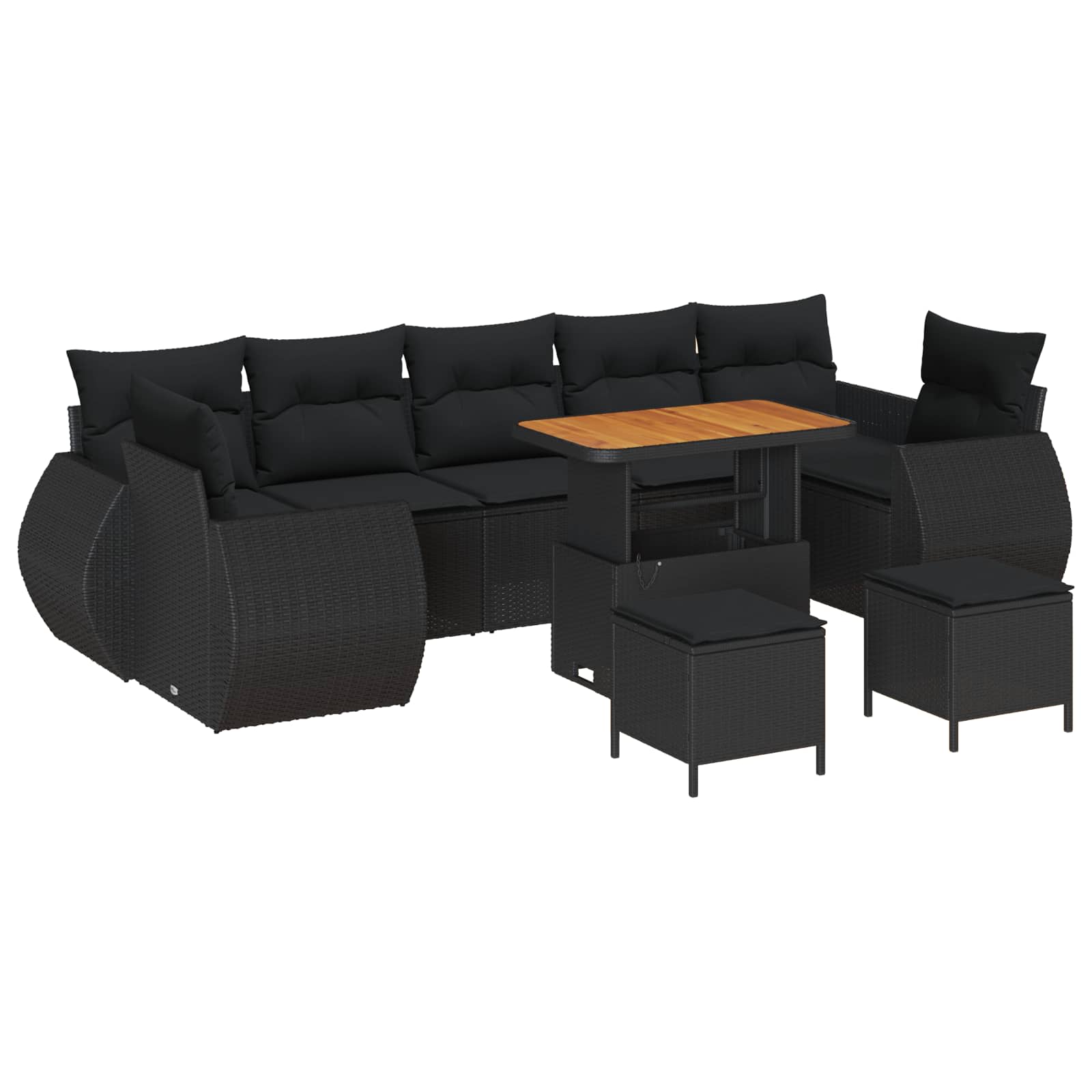 Tuinbankenset 10 pcs Zwart poly rattan is nu te koop bij PeponiXL, paradijselijk wonen!