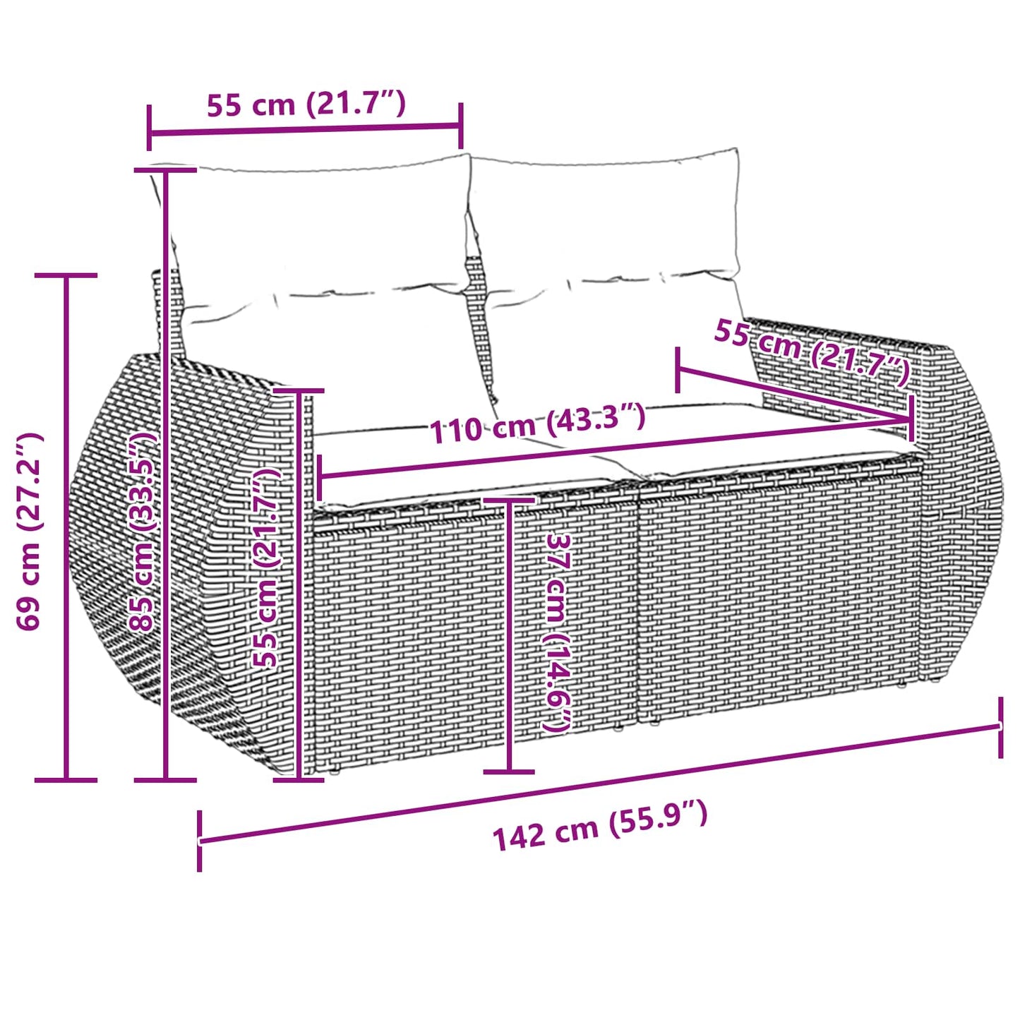 Tuinbankenset 10 pcs Zwart poly rattan is nu te koop bij PeponiXL, paradijselijk wonen!