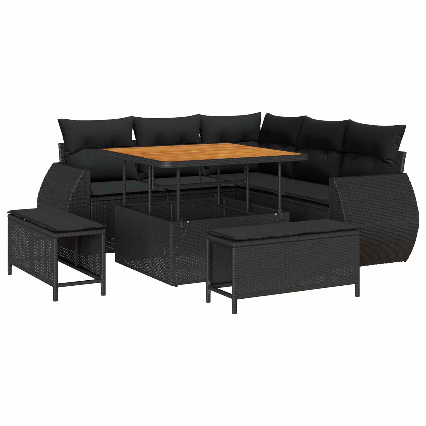 Tuinbankenset 8 pcs Zwart poly rattan is nu te koop bij PeponiXL, paradijselijk wonen!