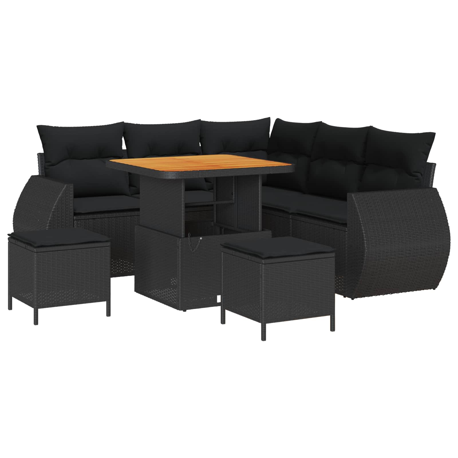 Tuinbankenset 8 pcs Zwart poly rattan is nu te koop bij PeponiXL, paradijselijk wonen!
