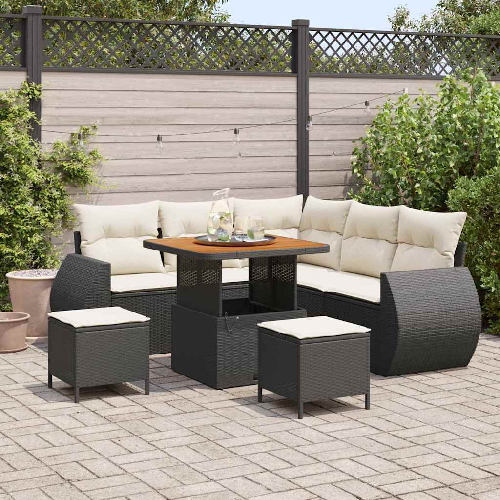 Tuinbankenset 8 st Zwart poly rattan