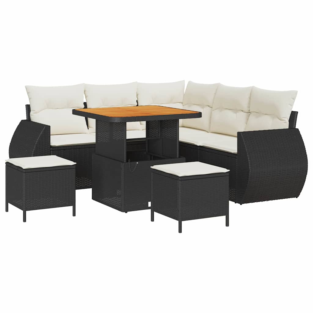 Tuinbankenset 8 st Zwart poly rattan