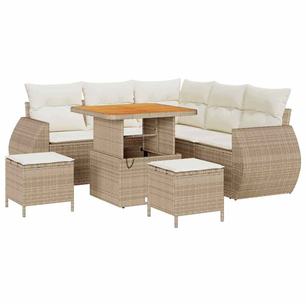 Tuinbankenset 8 pcs Beige poly rattan is nu te koop bij PeponiXL, paradijselijk wonen!