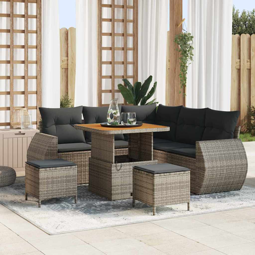 Tuinbankenset 8 pcs Grijs poly rattan is nu te koop bij PeponiXL, paradijselijk wonen!