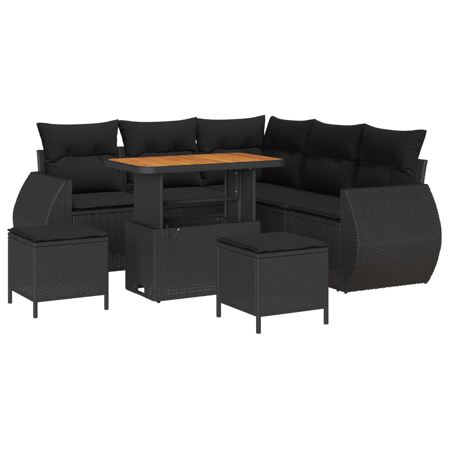 Tuinbankenset 8 pcs Zwart poly rattan is nu te koop bij PeponiXL, paradijselijk wonen!