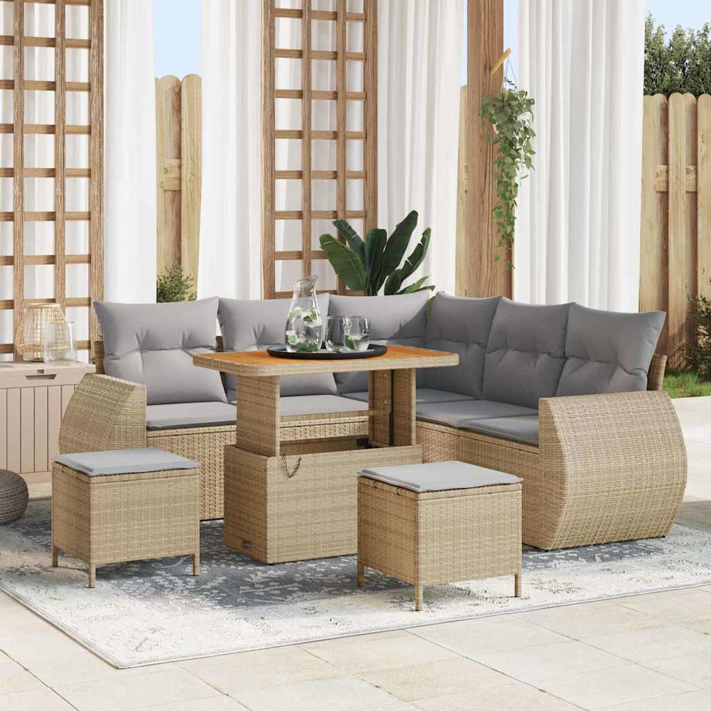 Tuinbankenset 8 pcs Beige poly rattan is nu te koop bij PeponiXL, paradijselijk wonen!