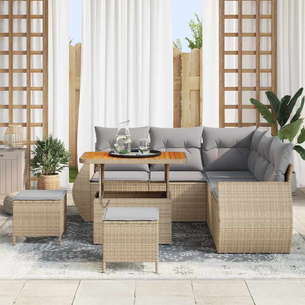 Tuinbankenset 8 pcs Beige poly rattan is nu te koop bij PeponiXL, paradijselijk wonen!