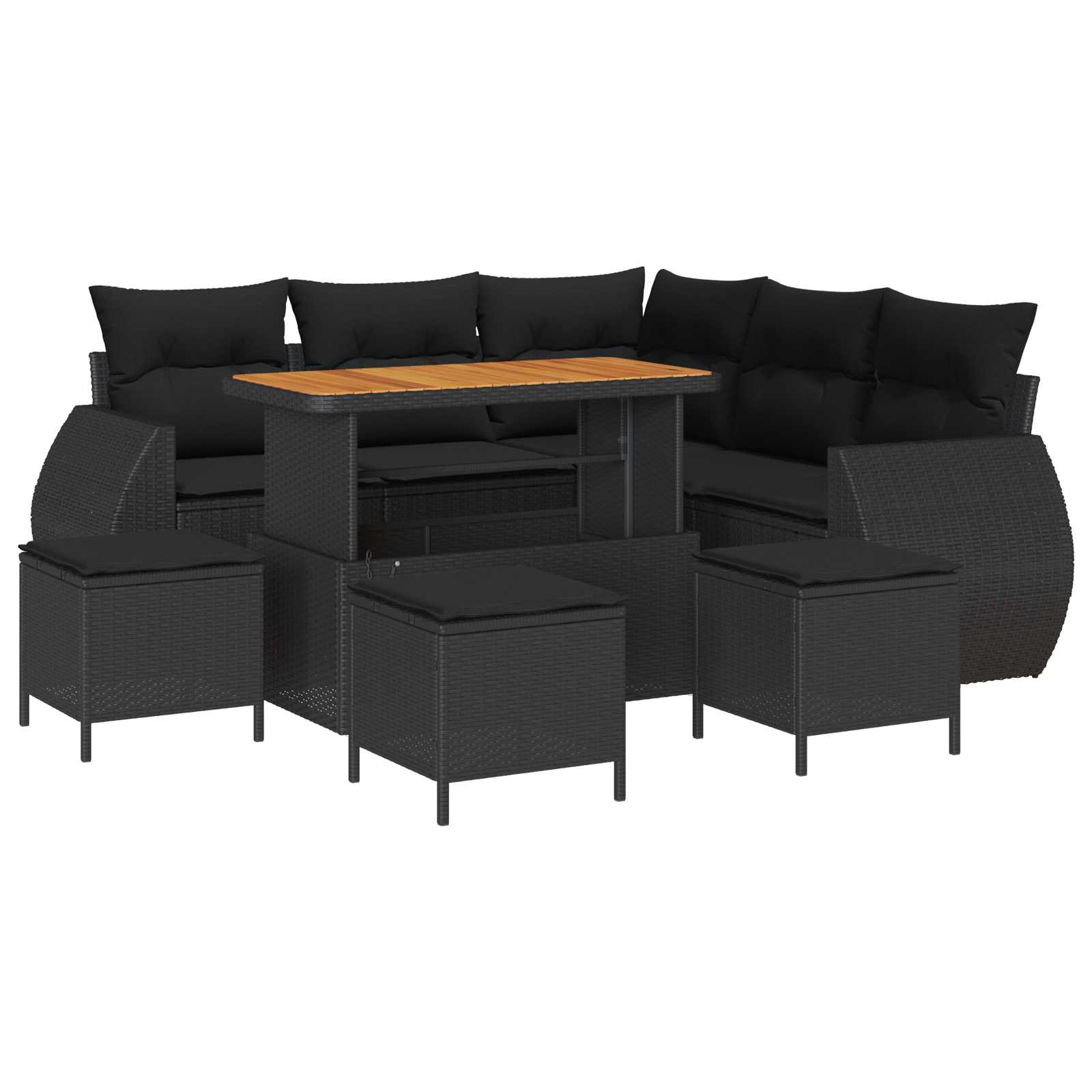 Tuinbankenset 9 pcs Zwart poly rattan is nu te koop bij PeponiXL, paradijselijk wonen!