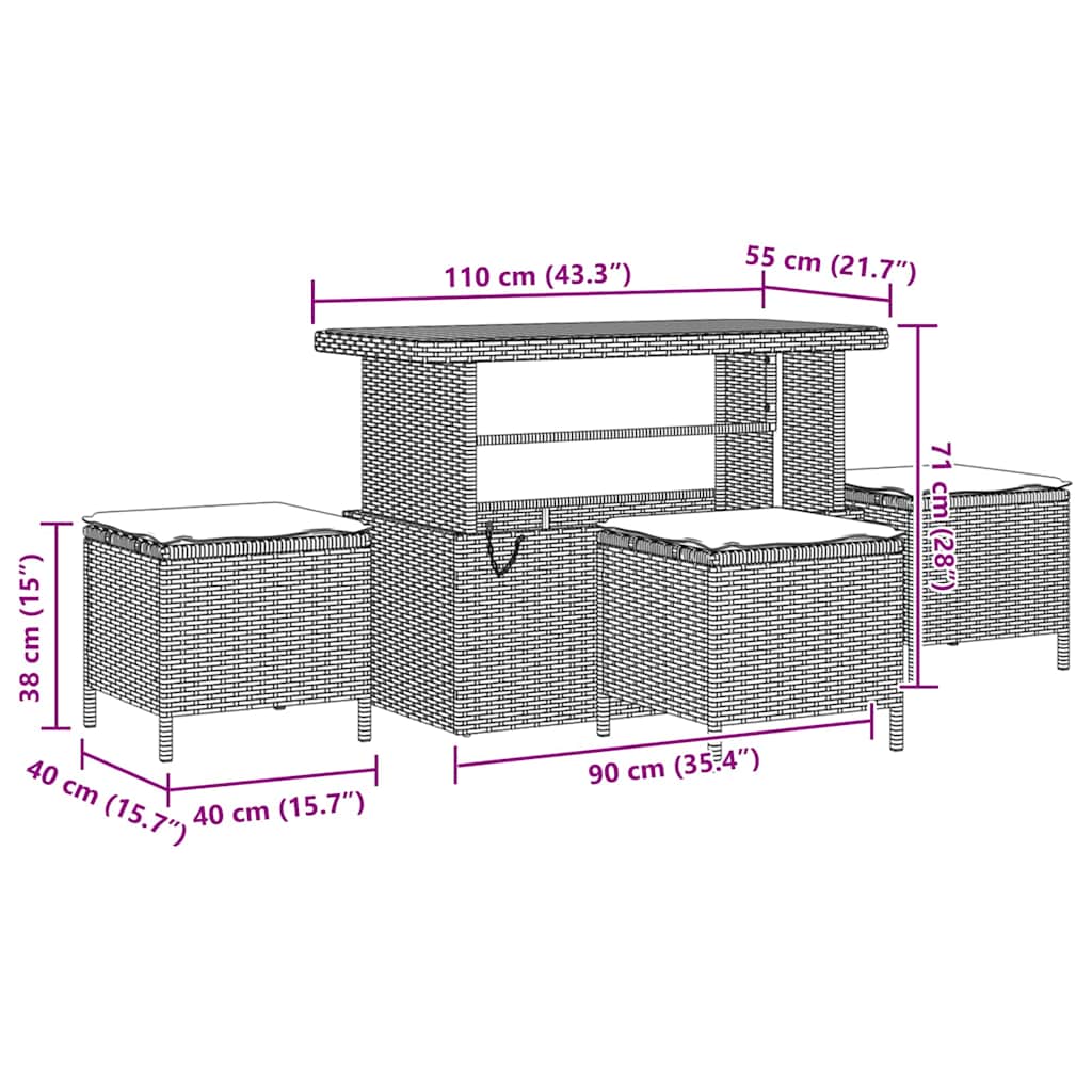 Tuinbankenset 9 pcs Beige poly rattan is nu te koop bij PeponiXL, paradijselijk wonen!