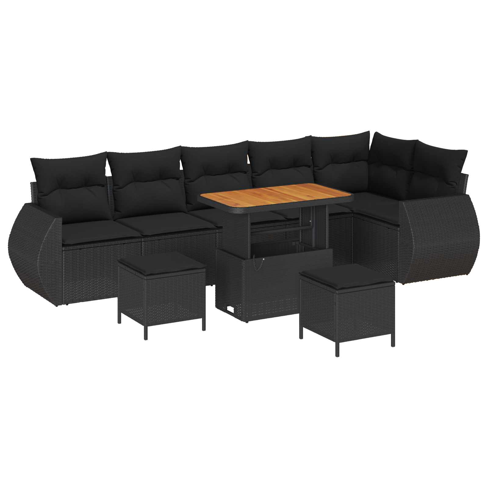 Tuinbankenset 9 pcs Zwart poly rattan is nu te koop bij PeponiXL, paradijselijk wonen!