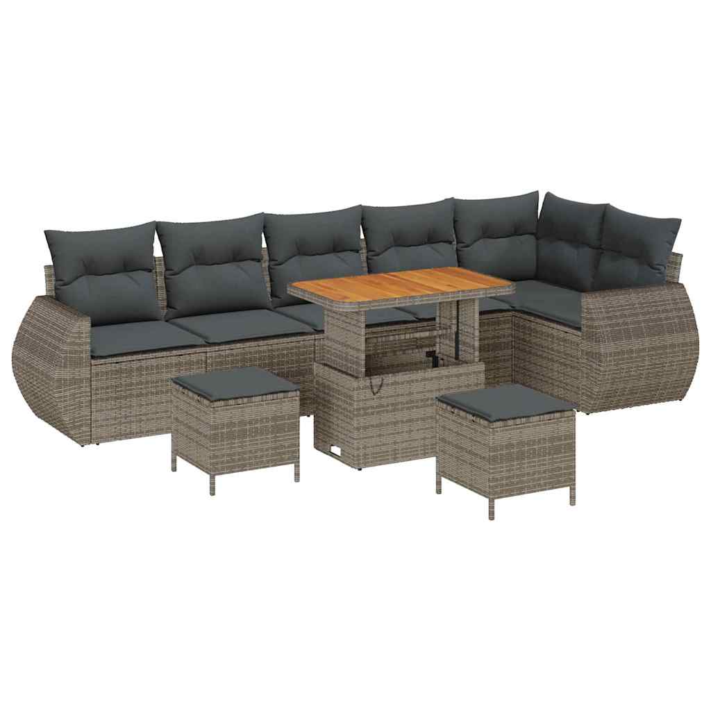 Tuinbankenset 9 pcs Grijs poly rattan is nu te koop bij PeponiXL, paradijselijk wonen!