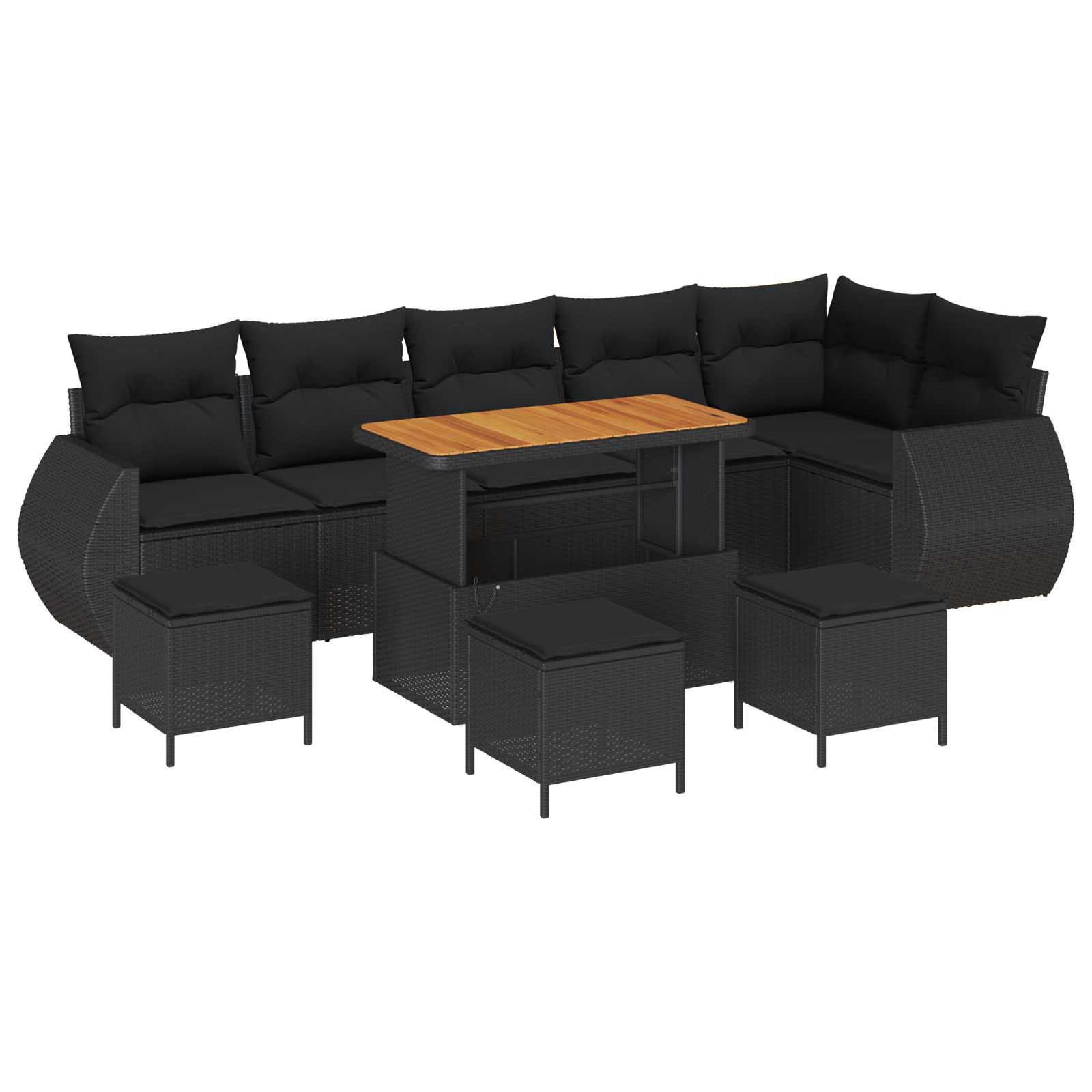 Tuinbankenset 10 pcs Zwart poly rattan is nu te koop bij PeponiXL, paradijselijk wonen!