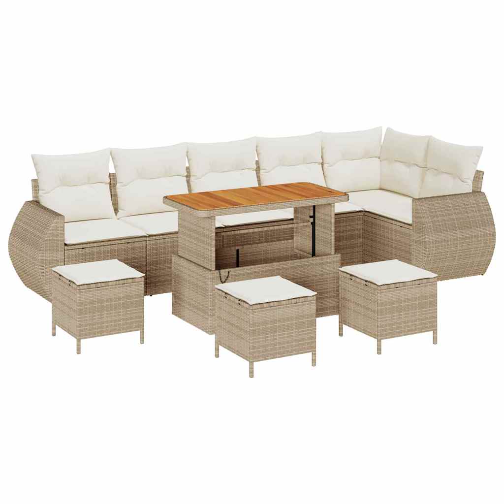 Tuinbankenset 10 pcs Beige poly rattan is nu te koop bij PeponiXL, paradijselijk wonen!