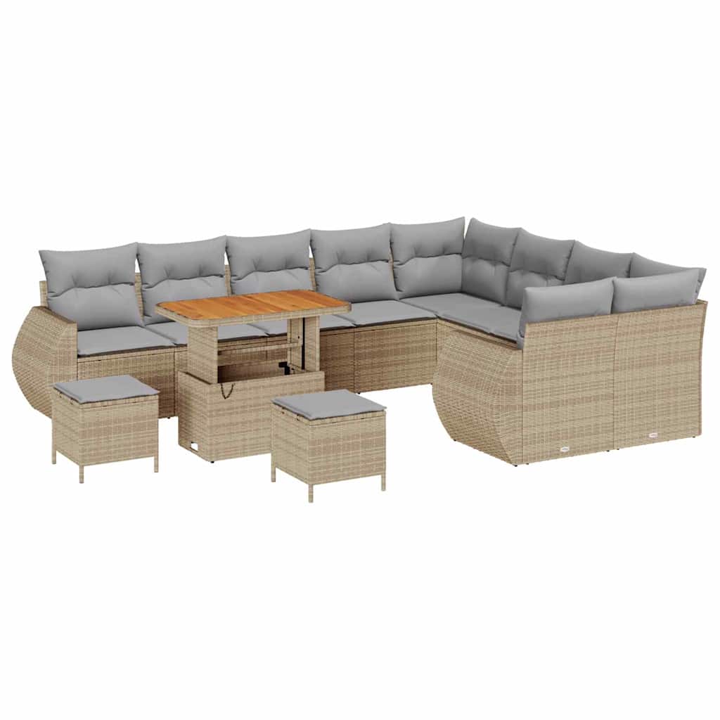 Tuinbankenset 12 pcs Beige poly rattan is nu te koop bij PeponiXL, paradijselijk wonen!