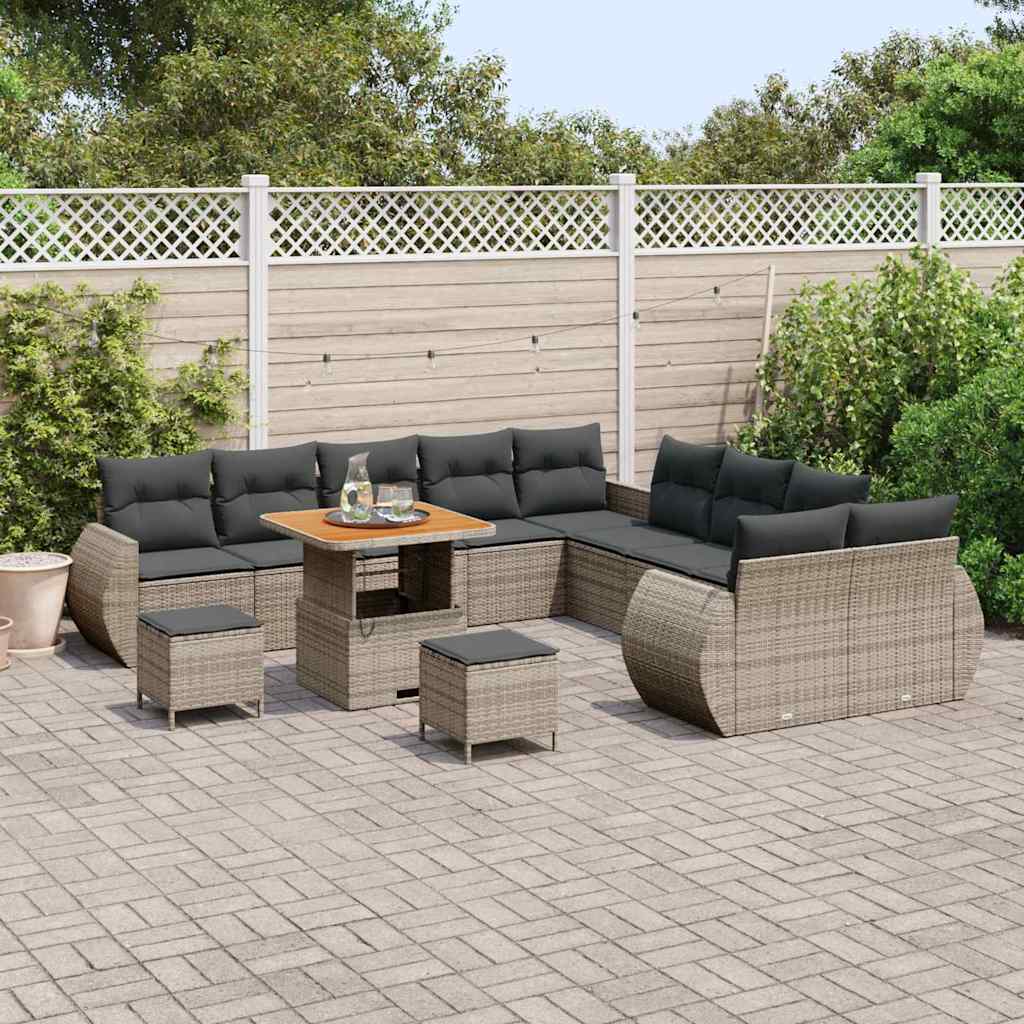 Tuinbankenset 13 pcs Grijs poly rattan is nu te koop bij PeponiXL, paradijselijk wonen!