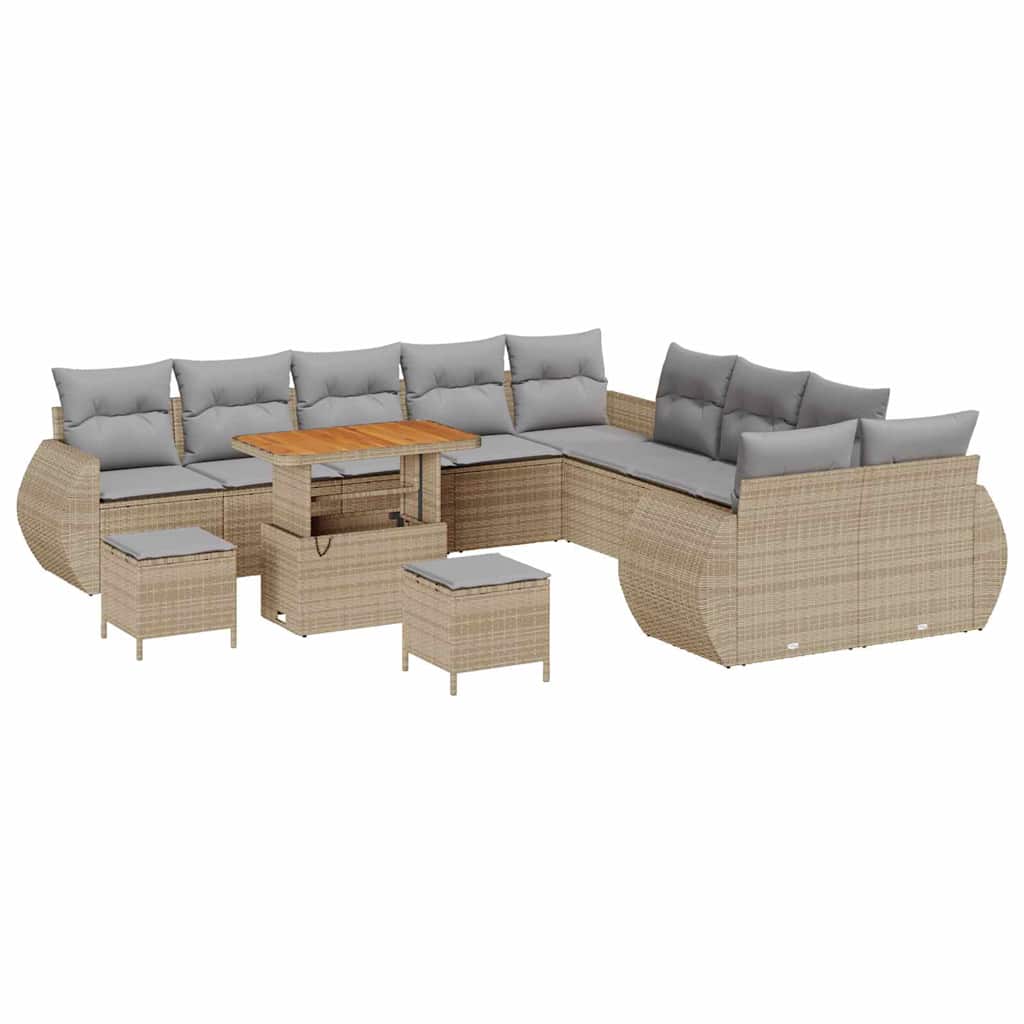 Tuinbankenset 13 pcs Beige poly rattan is nu te koop bij PeponiXL, paradijselijk wonen!