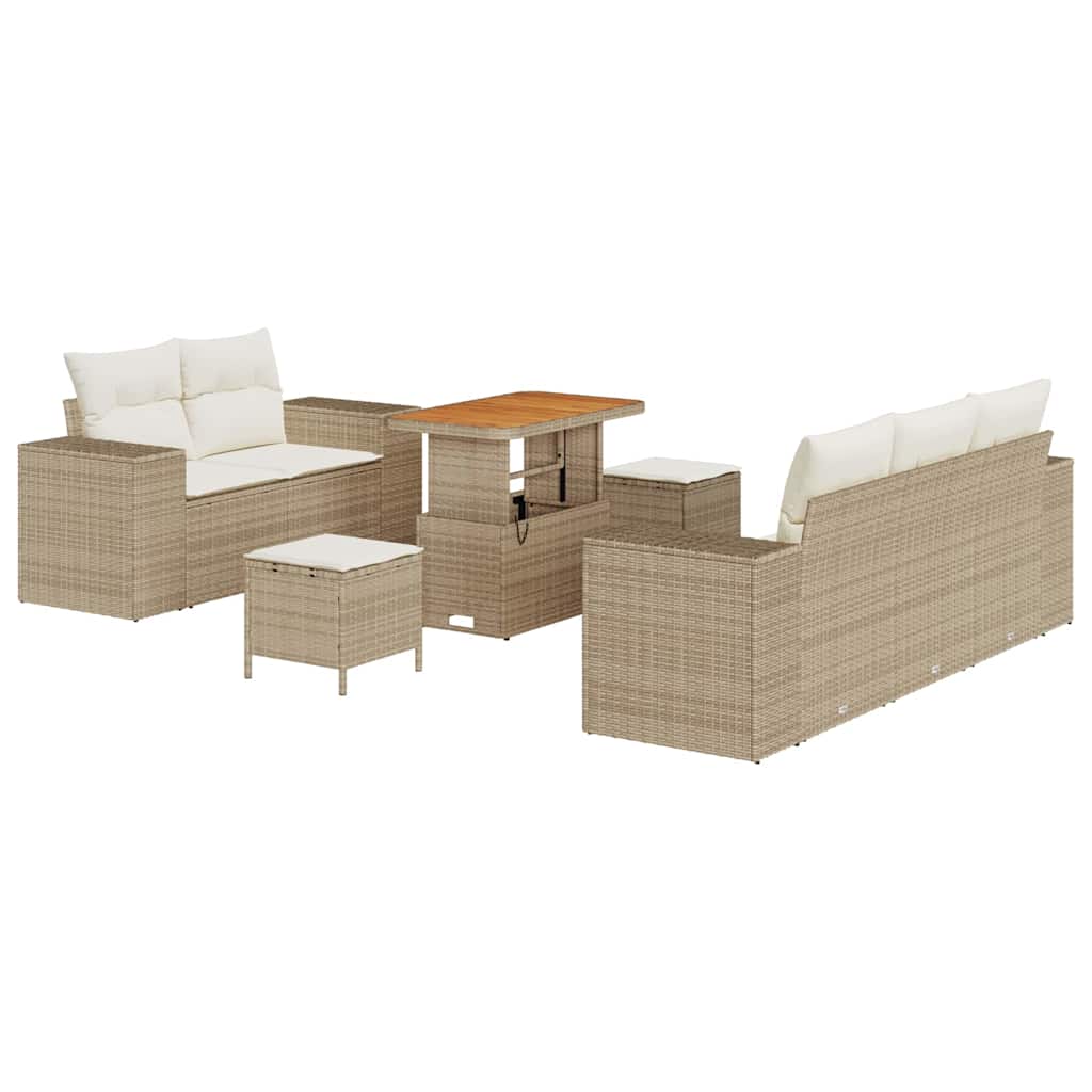 Tuinbankenset 8 pcs Beige poly rattan is nu te koop bij PeponiXL, paradijselijk wonen!