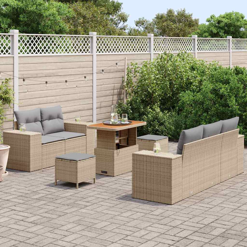 Tuinbankenset 8 pcs Beige poly rattan is nu te koop bij PeponiXL, paradijselijk wonen!