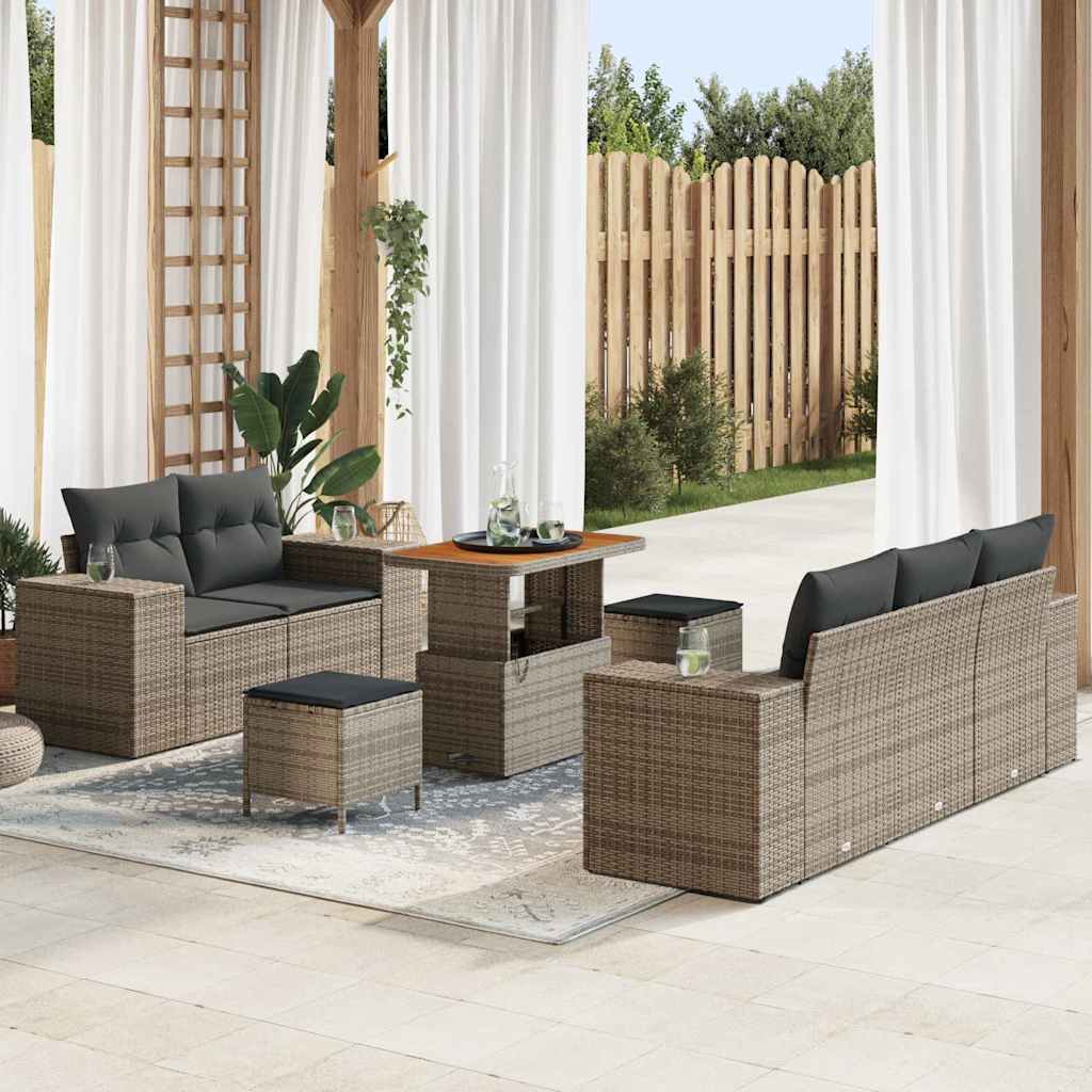 Tuinbankenset 8 pcs Grijs poly rattan is nu te koop bij PeponiXL, paradijselijk wonen!