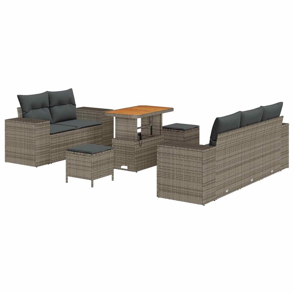 Tuinbankenset 8 pcs Grijs poly rattan is nu te koop bij PeponiXL, paradijselijk wonen!