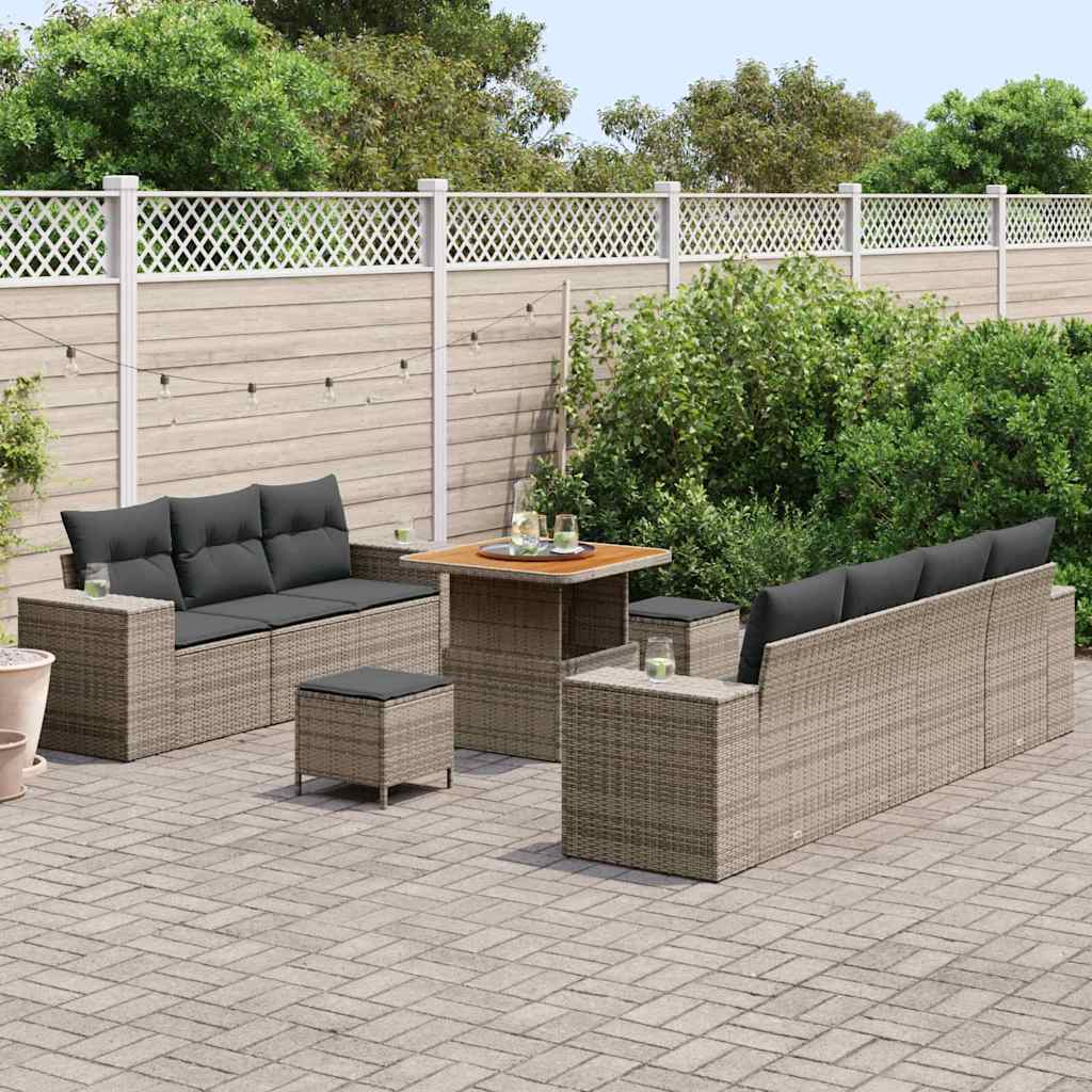 Tuin Sofa Set 10 pcs Grijs poly rattan is nu te koop bij PeponiXL, paradijselijk wonen!
