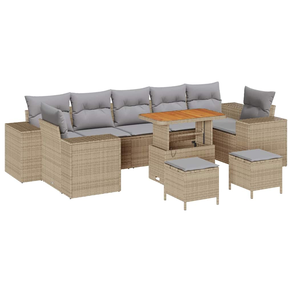 Tuin Sofa Set met kussen 10 pcs Beige poly rattan is nu te koop bij PeponiXL, paradijselijk wonen!