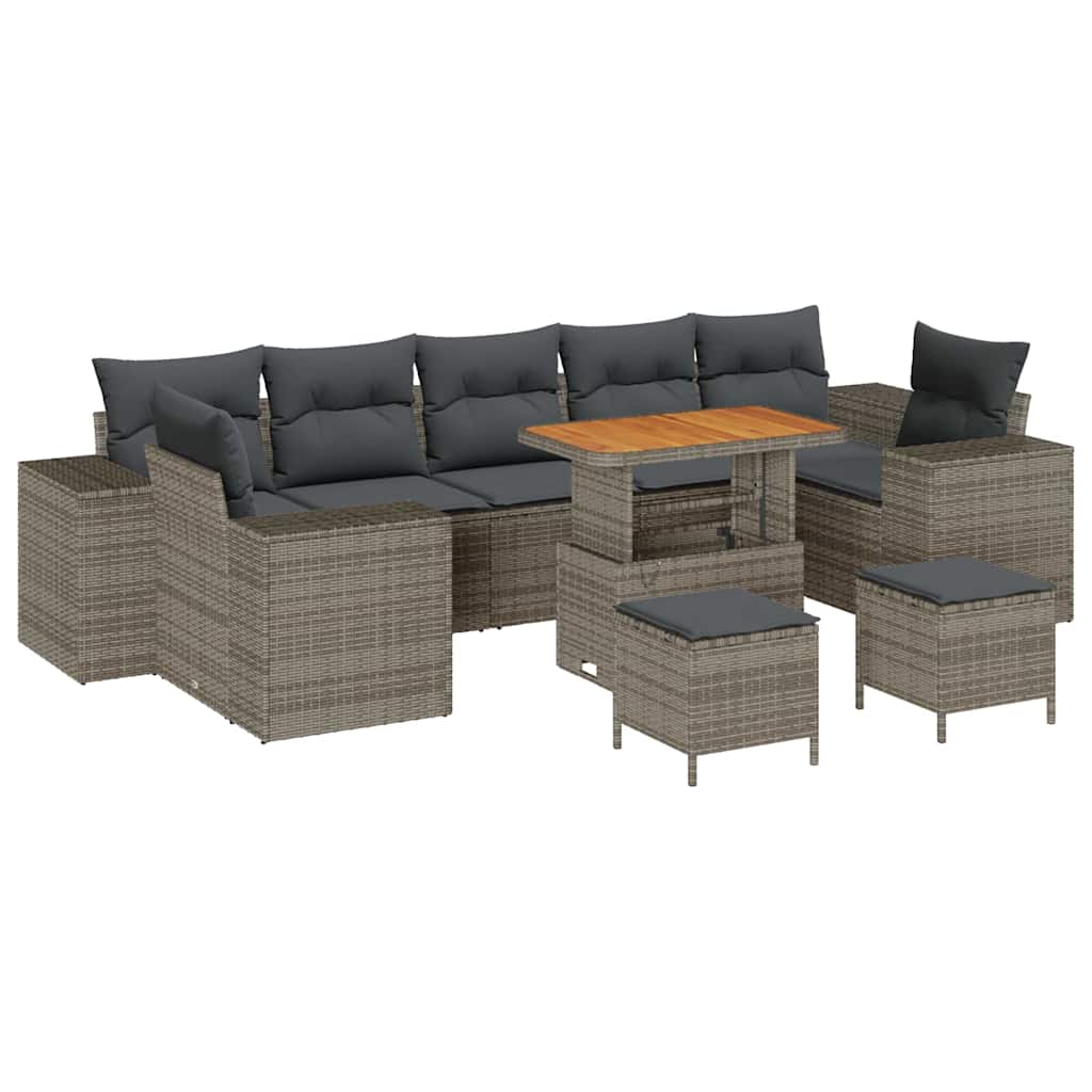 Tuin Sofa Set 10 pcs Grijs poly rattan is nu te koop bij PeponiXL, paradijselijk wonen!