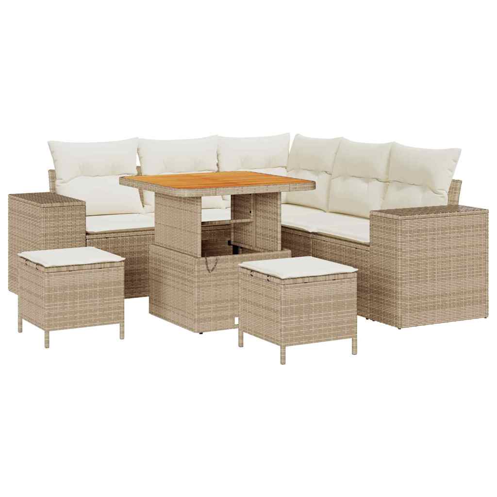Tuin Sofa Set met kussen 8 pcs Beige poly rattan is nu te koop bij PeponiXL, paradijselijk wonen!
