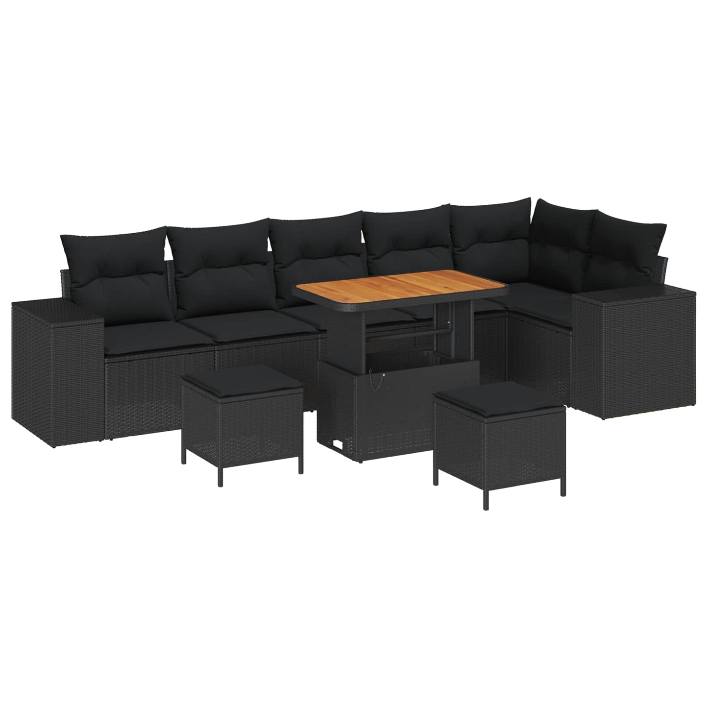 Tuin Sofa Set met kussen 9 pcs Zwart poly rattan is nu te koop bij PeponiXL, paradijselijk wonen!